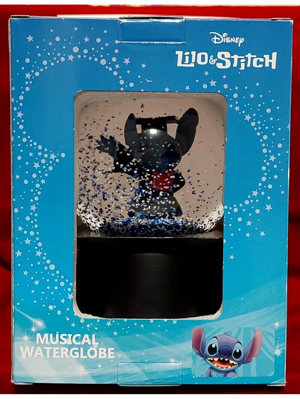 Disney STITCH in Cap & Gown Graduation Musical WATER GLOBE w/ confetti NEWinBox!